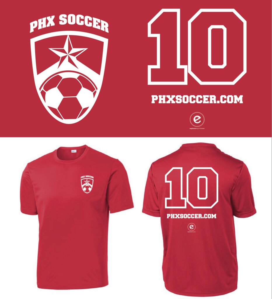 Red soccer jersey for coed adult league